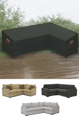 HEIMUNI Ecklounge Abdeckung L Form 420D wetterfest & robust 222×286×90 80 65 cm - Bild 1 von 4
