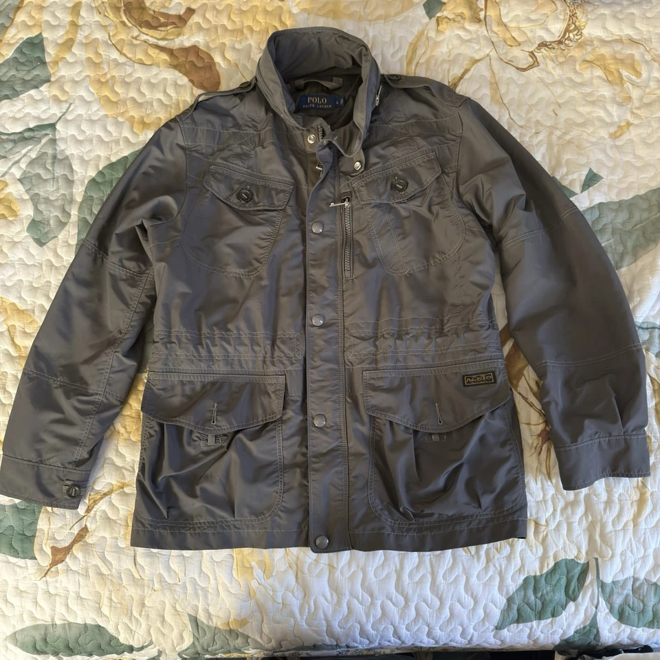 Polo Ralph Lauren Gris Militar Campo Utilitario Chaqueta Cremallera Capucha Talla Grande L Foto 1 de 4