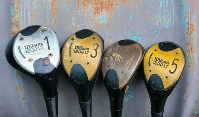 Wilson 1200 LT Golf Clubs- Driver/1 Wood, 3 Wood, 4 Wood, 5 Wood- Vintage Wooden - Image 1 of 4