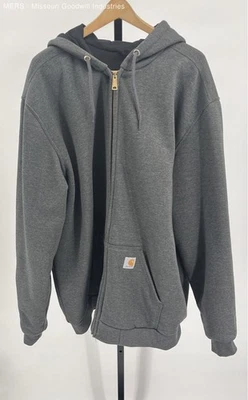 Carhartt Men's Black Solid Full-Zip Hoodie Outerwear XL Tall Casual Jacket - Image 1 of 4