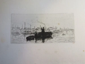 Henri GUERARD (1846-1897) GRAVURE EAU FORTE MARINE BATEAU IMPRESSIONNISME 1875 n - Imagen 1 de 4