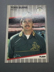 1989 Fleer 3 Todd Burns Pitcher Oakland Athletics Trading Card - Picture 1 of 16
