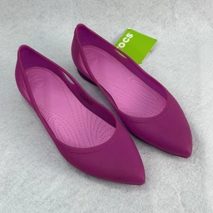 NUEVO CON ETIQUETAS Crocs Para Mujer Talla 8 Rosa Magenta Rio Sin Cordones Punta Planos Cómodos Informales - Imagen 1 de 5