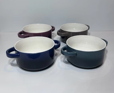 Gourmet Basics By Mikasa - OMBRÉ - Handled Ceramic Soup Bowls - EUC - Set of 5 - Image 1 of 4