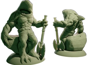 Créature fantastique - Figurine homme requin Hache - Bild 1 von 1