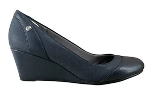 Life Stride Dream Women’s Wedge Pump Navy Faux Leather Slip On Shoe Size 6 M - Picture 1 of 7