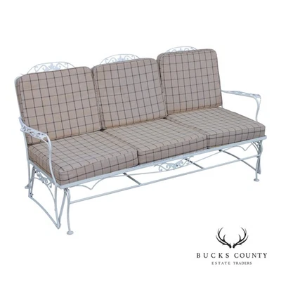 Lyon-Shaw Vintage Outdoor Patio Sofa With Scroll Iron Frame And Cushions - Image 1 of 4