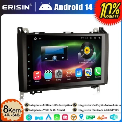 8-Kern Android 14.0 64GB Autoradio Mercedes A/B Klasse Sprinter Viano VW Crafter - Bild 1 von 4