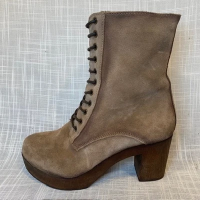 Eric Michael Marrón Gamuza Con Cordones Cremallera Plataforma Tacón Botas Botines Mujer 7.5 Foto 1 de 4