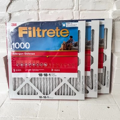 3 Pack 3M® Filtrete™ 1000 18x18x1 Allergen Defense HVAC Furnace Filters - Image 1 of 4