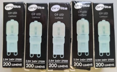 5 Pack Pro Lite G9 LED 2.5W 240V 1700K 200Lumens - Image 1 of 3