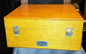 OLYMPUS JAPAN ANTIQUE EMPTY WOOD BOX IN VERY NICE CONDITION. - Picture 1 of 17