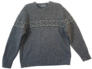 VTG - Marconi Sweater 100% Lambswool Men 2XL Gray Fair Isle Pattern 90s Classic - Picture 1 of 9