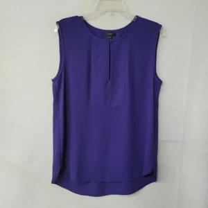 J. Crew ärmellose Bluse Top Schlüsselloch High Low Damen 8 blau lila leicht - Bild 1 von 10