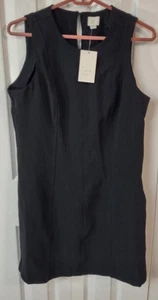 Solides schwarzes Damenkleid - ärmellos - Schlüssellochausschnitt - knielang - Größe 12... Neu mit Etikett - Bild 1 von 3