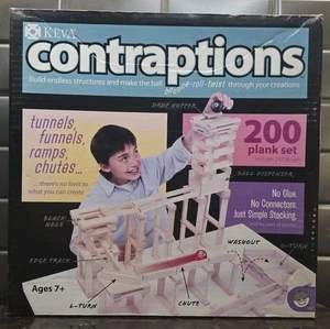 Keva Contraptions 200 Plank Set Pine Wood 2 Balls 2009 Mindware Complete - Picture 1 of 8