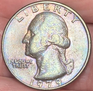 1979-P Washington Quarter Beautiful Brilliant Rainbow Toned Coin #9 - Picture 1 of 15