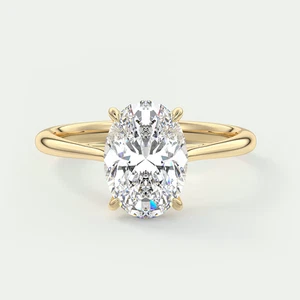 Women Wedding Ring Oval Diamond Lab Grown 2 Carat IGI Certified 18k Yellow Gold - Picture 1 of 12