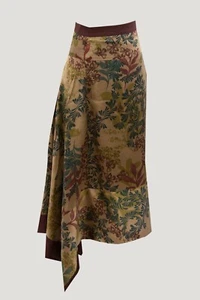 NWT$1425 Brunello Cucinelli 100% Silk Satin FloralAsymmetrical Skirt 42/6US A191 - Picture 1 of 7