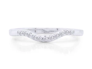 Curved Wedding Band Ring Natural Diamond 925 Sterling Silver - Picture 1 of 7
