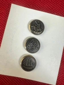 3 LOT VTG American Revolution Silver Button Set Molly Pitcher Call To Arms USS - Picture 1 of 4