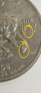2008 P Alaska State Quarter EXTRA FINGER ERROR & ANOTHER DIE CLASH ERROR - Picture 1 of 10