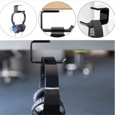 Simple Headphone Stand Hanger Hook Tape Under Desk Dual Headset Mount Holder HS