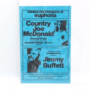 Maglietta doppia Jimmy Buffett Country Joe McDonald 1975 Oregon 5"" x 8"" blu - Foto 1 di 3