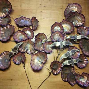 De colección MCM Cobre Latón Flor Hojas Pájaros Colgante Pared Escultura ARTE - Imagen 1 de 10