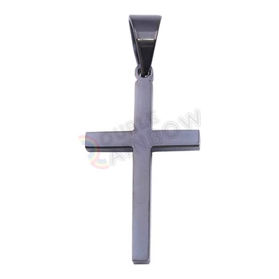 Colgante de cruz simple liso pequeño de acero inoxidable dorado plata negro para hombre P30 Foto 1 de 2
