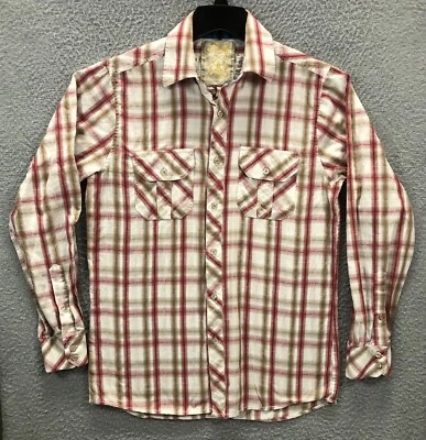 Sovereign Code Western Plaid Button Up Shirt Men Small Red White Gold - Image 1 of 4
