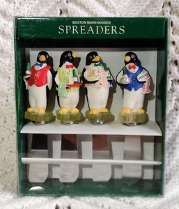 Boston Warehouse Spreaders X4 Piece Set Penguin Waiters Servers 1996 Dapper - Picture 1 of 4
