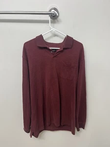 Van Heusen Men’s Size XL Red Polo Shirt Long Sleeve Heavy Dress Shirt - Picture 1 of 5