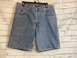 Vintage Tommy Hilfiger Shorts Mens 36 Blue Jean Denim Patch 90s - Picture 1 of 4