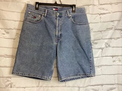 Pantalones Cortos Tommy Hilfiger De Colección Para Hombre 36 Azul Jean Denim Parche Años 90 Foto 1 de 4
