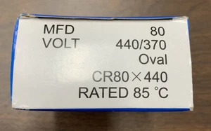 SUPCO CR80X440 OVAL RUN CAPACITOR (80 MFD X 440VAC) - Picture 1 of 4