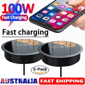 2PCS 100W Embedded Wireless Charger Invisible Charging Base For iPhone/Samsung - Picture 1 of 11