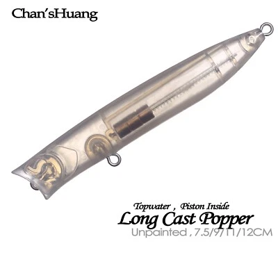 20PCS 7.5cm/9cm/11cm/12cm Long Cast Popper DIY Unpainted Bait Blank Fishing Lure - Image 1 of 4