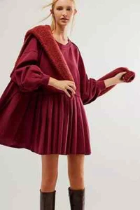 Free People Eleanor Sweatshirt Tunic Dress Oversized Cotton Solid XS NWT 274210 - Picture 1 of 8