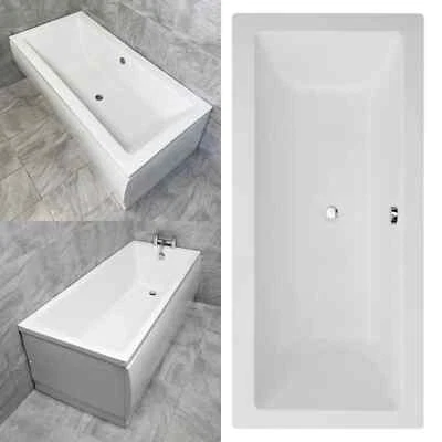 HYDROS Acrylic Bath Straight Bathtub White Bathroom 1700mm Single and Double Ended