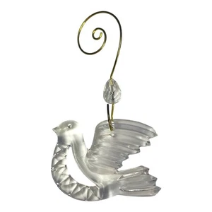 Gorham Crystal Holiday Dove West German With Curly Metal Hook Christmas - Picture 1 of 4