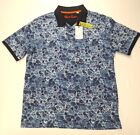 $128 Robert Graham Men's Xl Blue Amaro Floral Short Sleeve Cotton Polo Shirt