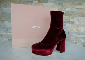Stivaletti MIU MIU EU 39 plateau scarpe elasticizzati velluto rosso nuovi ex prezzo consigliato 690 € - Foto 1 di 6