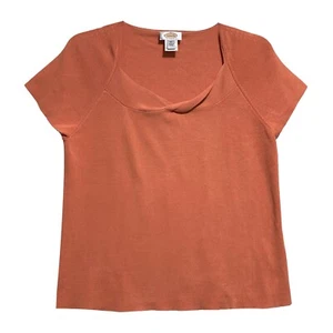 Talbots, orange kurzärmeliges Strickoberteil mit Stretch, Gr. XL - Bild 1 von 4