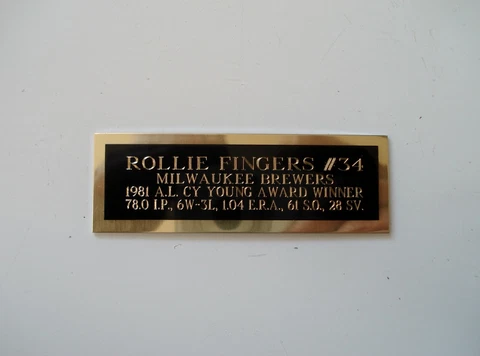 Rollie Fingers Brewers 1981 Cy Young Baseball Card Plaque Nameplate 1" X 3" Cover