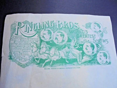 1895c Briefpapier RINGLING BROS CIRCUS letterhead papier de lettre cirque circo - Bild 1 von 2