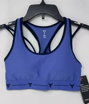 New Under Armour UA Project Rock Armour Mid Crossback Strappy Sports Bra Sz S - Image 1 of 4