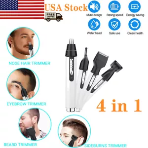 Men 4 In 1 Electric Hair Trimmer Ear Nose Beard Eyebrow Shaver USB Rechargeable - Picture 1 of 11