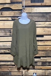 Gap Flounce Hem Dress Long Sleeve Swing Olive Green NWT Women’s Size Large Tall - Picture 1 of 7