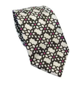 DUCHAMP LONDON, WOW!! RARE WHITE & MULTICOLOR 'EMBOSSED FLORAL' TIE, FREEPOST - Picture 1 of 5